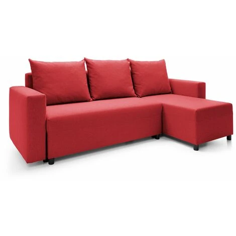 Oslo Corner Sofa Bed In Red - Right Facing - Color Red 5 Oslo Corner Sofa Bed In Red - Right Facing - Color Red - Image 3