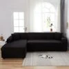 Solid Color All-inclusive Waterproof Sofa Cover, Stretch Fabric, Black, 145-185cm -Living Room Furniture Store 75550921 1