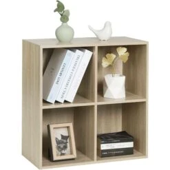 WOLTU Bookcases Book Shelf Cube Storage Units Wood Storage Shelves For Bedroom Oak 60 Cm -Living Room Furniture Store 75720214 3