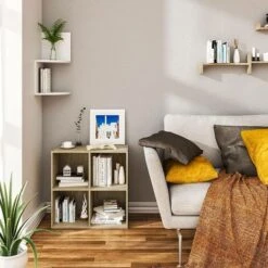 WOLTU Bookcases Book Shelf Cube Storage Units Wood Storage Shelves For Bedroom Oak 60 Cm -Living Room Furniture Store 75720214 5