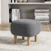 Livingandhome Grey Footstool Pouffe Stool With Wooden Legs -Living Room Furniture Store 75720276 1
