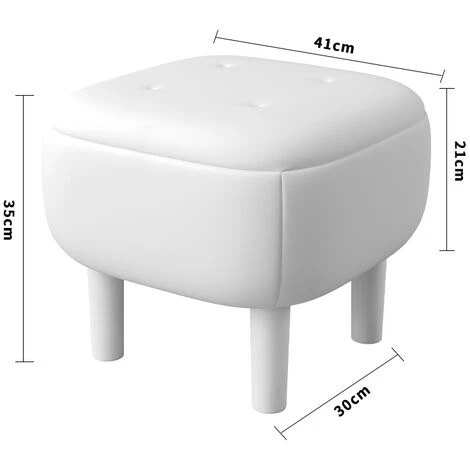 Livingandhome Grey Footstool Pouffe Stool With Wooden Legs 7 Livingandhome Grey Footstool Pouffe Stool With Wooden Legs - Image 5