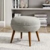 Livingandhome Beige Linen Upholstered Oval Footstool With Wooden Legs 1 Livingandhome Beige Linen Upholstered Oval Footstool With Wooden Legs -Living Room Furniture Store 75720280 1