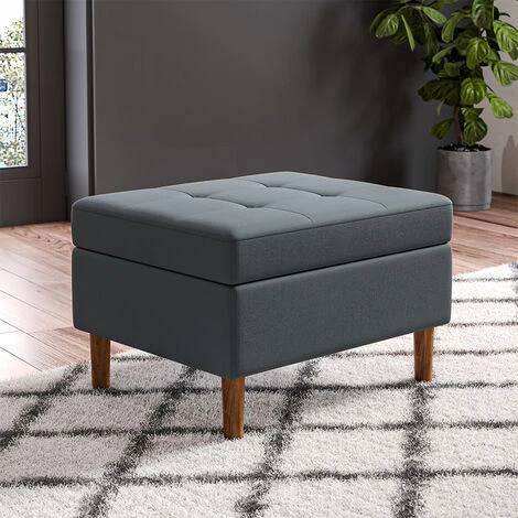 Livingandhome Grey Rectangle Velvet Storage Ottoman 3 Livingandhome Grey Rectangle Velvet Storage Ottoman