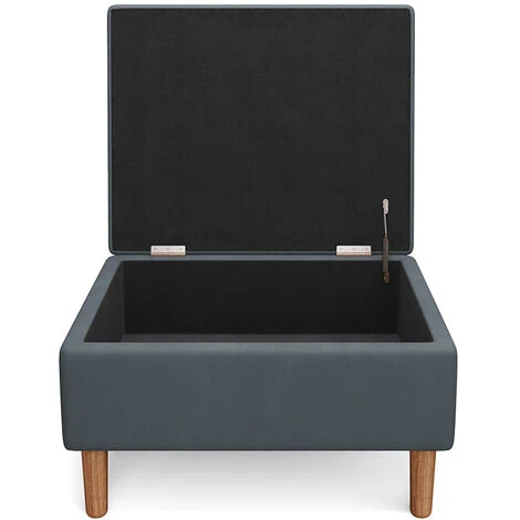Livingandhome Grey Rectangle Velvet Storage Ottoman 5 Livingandhome Grey Rectangle Velvet Storage Ottoman - Image 3