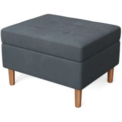 Livingandhome Grey Rectangle Velvet Storage Ottoman 10 Livingandhome Grey Rectangle Velvet Storage Ottoman -Living Room Furniture Store 75720282 4