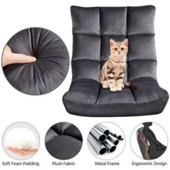 Yaheetech Floor Folding Sofa Chair Portable Padded Lounge Chair,Gray 9 Yaheetech Floor Folding Sofa Chair Portable Padded Lounge Chair,Gray -Living Room Furniture Store 76158894 3