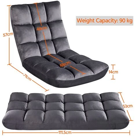 Yaheetech Floor Folding Sofa Chair Portable Padded Lounge Chair,Gray 7 Yaheetech Floor Folding Sofa Chair Portable Padded Lounge Chair,Gray - Image 5