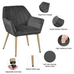 Yaheetech Velvet Tufted Accent Chair Armchair,Dark Gray -Living Room Furniture Store 76158906 3