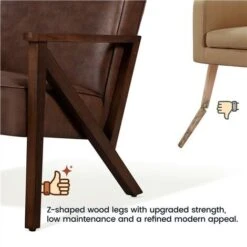 Yaheetech Accent Chair Faux Leather Armchair,67cm Lx78cm Wx79.5cm H, Dark Brown -Living Room Furniture Store 76531057 5