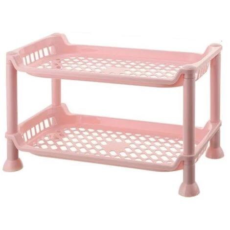 Bathroom Rack Multi-layer Kitchen Countertop Floor Storage Organizer Pink 3 Bathroom Rack Multi-layer Kitchen Countertop Floor Storage Organizer Pink