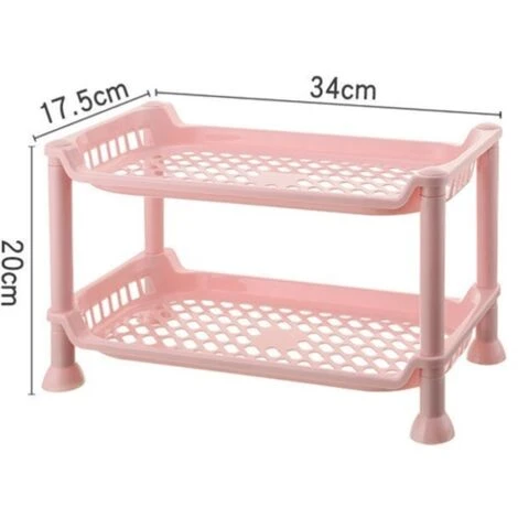 Bathroom Rack Multi-layer Kitchen Countertop Floor Storage Organizer Pink 4 Bathroom Rack Multi-layer Kitchen Countertop Floor Storage Organizer Pink - Image 2