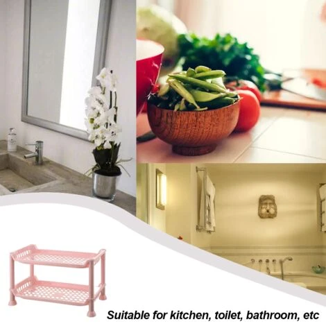Bathroom Rack Multi-layer Kitchen Countertop Floor Storage Organizer Pink 6 Bathroom Rack Multi-layer Kitchen Countertop Floor Storage Organizer Pink - Image 4