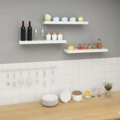 WOLTU High Gloss Floating Shelf Shelves Display Unit Wall Mounted Bookcases 1 X White 80 Cm -Living Room Furniture Store 77433056 4