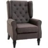HOMCOM Accent Armchair Home Furniture Retro Tufted Club Wood Fabric Brown -Living Room Furniture Store 77514565 1