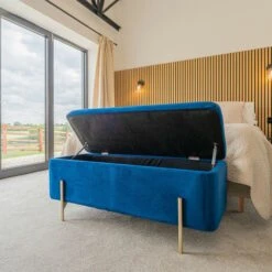 Storage Ottoman Bench Seat Storage Bench Shoes Bench In Blue -Living Room Furniture Store 77563779 3