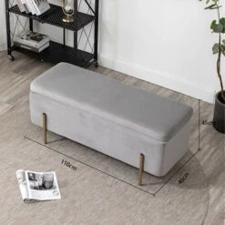 Storage Ottoman Bench Seat Storage Bench Shoes Bench In Blue -Living Room Furniture Store 77563779 5