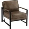 Yaheetech Retro Upholstered Faux Leather Accent Chair, Brown
