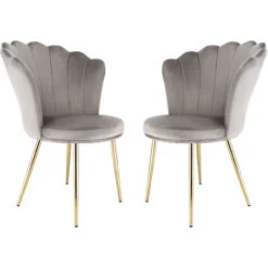 Daisy Accent Chairs In Grey Velvet, Set Of 2