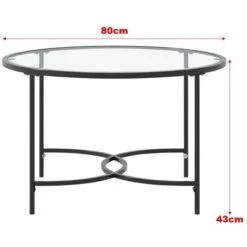 Livingandhome Black Modern Round Tempered Glass Coffee Table For Living Room -Living Room Furniture Store 77837718 5