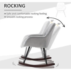 HOMCOM Modern Rocking Armchair With Foam Padding Metal Frame Home Office Grey -Living Room Furniture Store 78083528 5