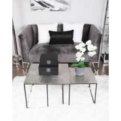 Set Of 2 Metal Nest Of Table For Living Room Furniture, Black & Nickel Sofa Side Table -Living Room Furniture Store 78415474 3