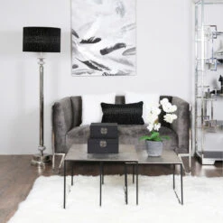 Set Of 2 Metal Nest Of Table For Living Room Furniture, Black & Nickel Sofa Side Table -Living Room Furniture Store 78415474 4