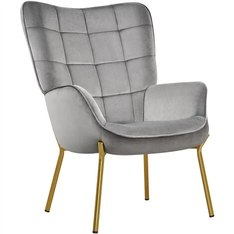 Yaheetech Mid-century Modern Velvet Upholstered Accent Chair, Light Gray 3 Yaheetech Mid-century Modern Velvet Upholstered Accent Chair, Light Gray