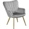 Yaheetech Modern Curved Back Velvet Accent Chair Upholstered Armchair, Light Gray -Living Room Furniture Store 78768297 1