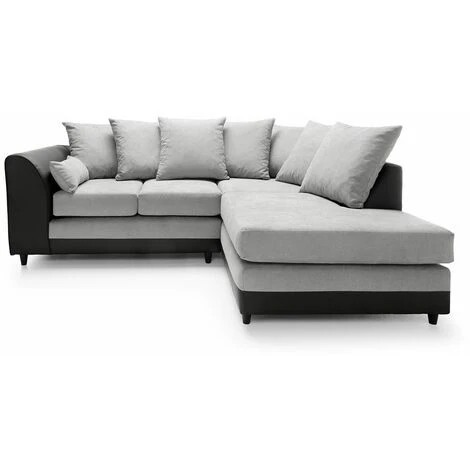 Dylan Chenille Corner Sofa - Light Grey - Right Facing - Color Light Grey 4 Dylan Chenille Corner Sofa - Light Grey - Right Facing - Color Light Grey - Image 2