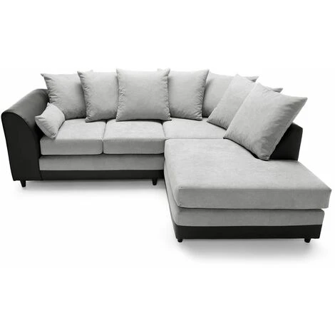 Dylan Chenille Corner Sofa - Light Grey - Right Facing - Color Light Grey 7 Dylan Chenille Corner Sofa - Light Grey - Right Facing - Color Light Grey - Image 5