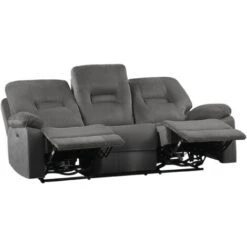 Modern Velvet Recliner Sofa Electric Reclining LED 3 Seater Dark Grey Bergen