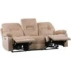 Modern Velvet Recliner Sofa Electric Reclining LED Padded 3 Seater Beige Bergen -Living Room Furniture Store 79358307 1