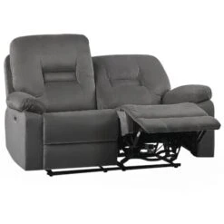 Modern Velvet Recliner Sofa Electric Reclining LED 2 Seater Dark Grey Bergen