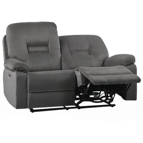 Modern Velvet Recliner Sofa Electric Reclining LED 2 Seater Dark Grey Bergen 3 Modern Velvet Recliner Sofa Electric Reclining LED 2 Seater Dark Grey Bergen