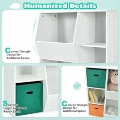 Kids Toy Storage Cabinet Modern Toys And Books Storage Organizer With 2 Baskets -Living Room Furniture Store 80281093 3