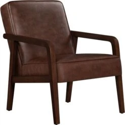 Yaheetech Accent Chair Mid-Century Modern Upholstered Lounge Chair,Dark Brown
