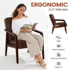 Yaheetech Accent Chair Mid-Century Modern Upholstered Lounge Chair,Dark Brown 10 Yaheetech Accent Chair Mid-Century Modern Upholstered Lounge Chair,Dark Brown -Living Room Furniture Store 80313255 4