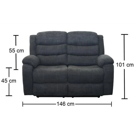 BOSTON MANUAL FABRIC RECLINER SOFA SUITE AMRCHAIR GREY 2 SEATER 6 BOSTON MANUAL FABRIC RECLINER SOFA SUITE AMRCHAIR GREY 2 SEATER - Image 4