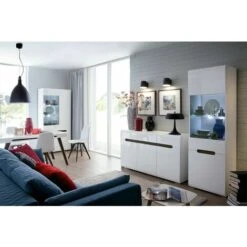 Tall Glass Display Cabinet Unit LED Light Modern White Gloss Black Brown Insert Azteca 9 Tall Glass Display Cabinet Unit LED Light Modern White Gloss Black Brown Insert Azteca -Living Room Furniture Store 80437553 3