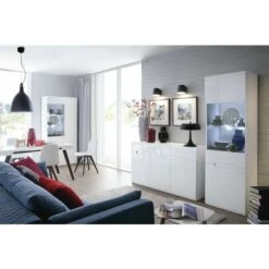 Tall Glass Display Cabinet Unit LED Light Modern White Gloss Black Brown Insert Azteca 10 Tall Glass Display Cabinet Unit LED Light Modern White Gloss Black Brown Insert Azteca -Living Room Furniture Store 80437553 4