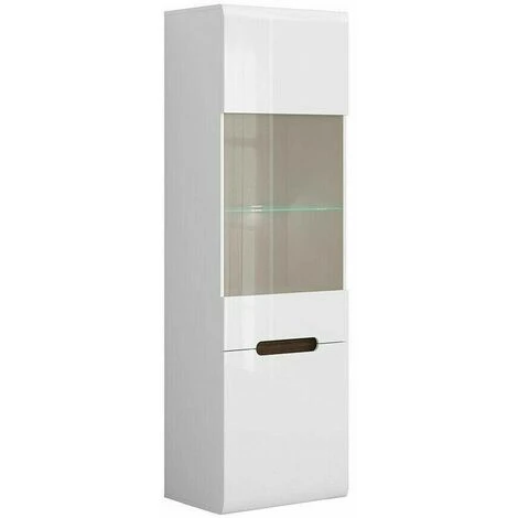 Tall Glass Display Cabinet Unit LED Light Modern White Gloss Black Brown Insert Azteca 7 Tall Glass Display Cabinet Unit LED Light Modern White Gloss Black Brown Insert Azteca - Image 5