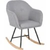 WOLTU Linen Look Rocking Chairs W/ Solid Wood Curved Legs Padded Seat Two Colours Light Grey