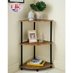 Corner Shelf 3 Tier Unit Free Standing Organizer Rack Storage Shelves Bookcases