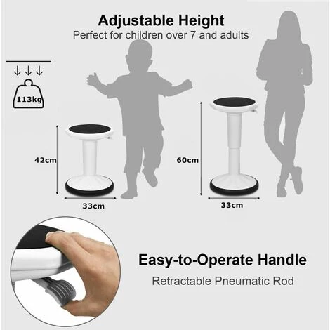 Ergonomic Wobble Stool Adjustable Height Active Learning Stool W/Non-slip Bottom 4 Ergonomic Wobble Stool Adjustable Height Active Learning Stool W/Non-slip Bottom - Image 2