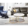 Double Nested Coffee Table Set Marble Effect Nesting Sofa Side Table Living Room -Living Room Furniture Store 81608934 1