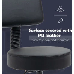 HOMCOM Beautician's Adjustable Swivel Salon Chair W/ Padded Seat Back 5 Wheels Black -Living Room Furniture Store 81638523 4