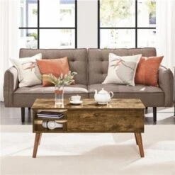 Yaheetech Lift Top Coffee Table With Hidden Compartment And Adjustable Storage Shelf, Rustic Brown -Living Room Furniture Store 81924376 3