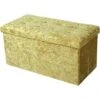 Simpa Velour Ottoman Storage With Extra Thick Cushion - YELLOW GOLD