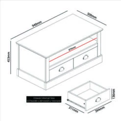 GALANO Sufy 2 Drawer Coffee Table - White + Reviera Eichi -Living Room Furniture Store 81960282 5